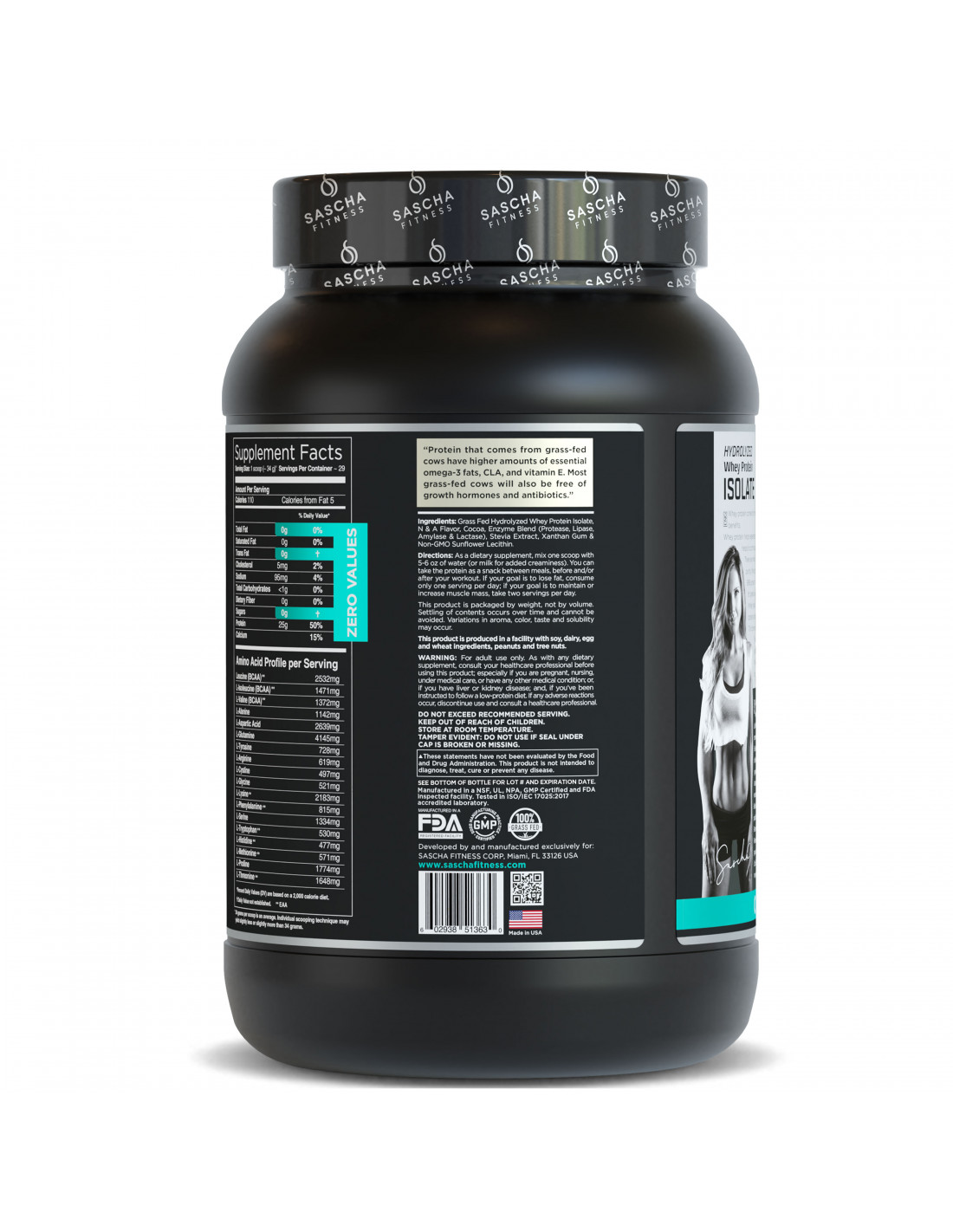 Sascha Fitness Proteína Whey Isolate 2 libras sin azúcar | Dasha Fitness Ecuador - Imagen 3