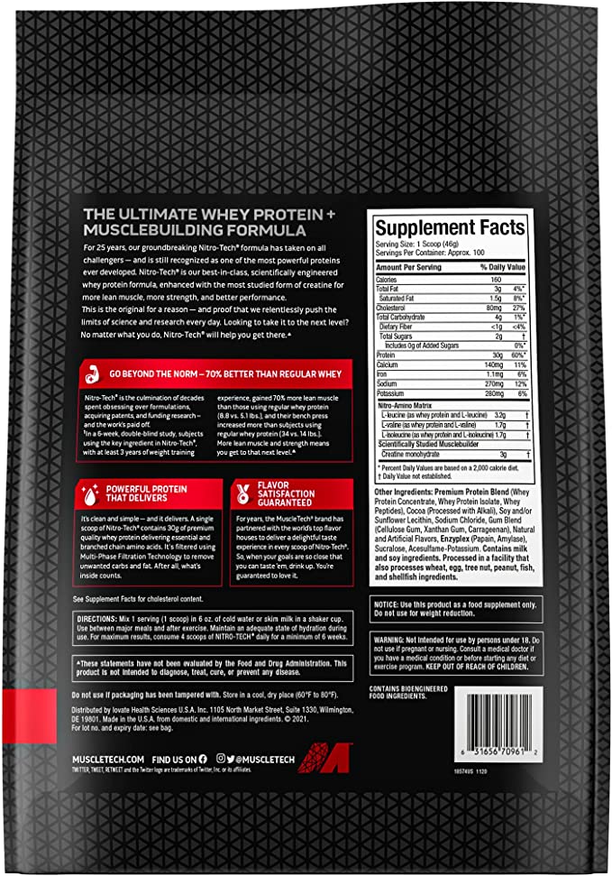 Muscletech Nitro Tech 10 Lbs - Imagen 3