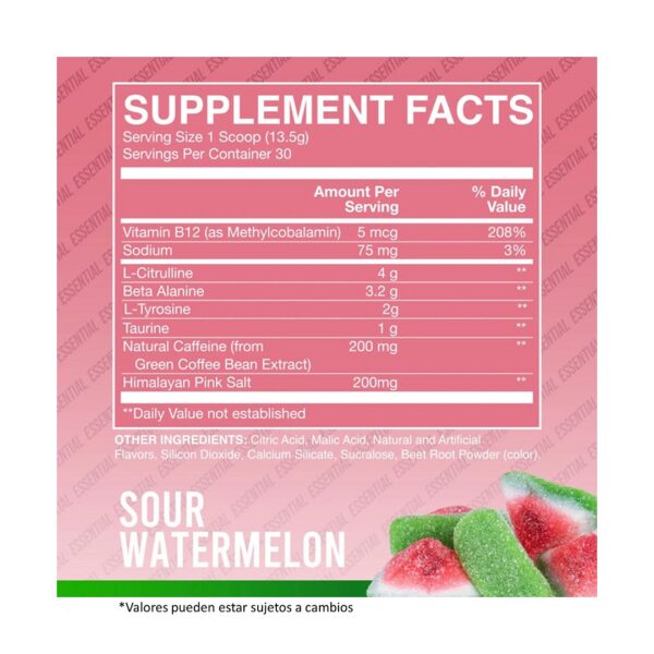 RAW Essential Pre-Workout 30 Serv - Imagen 2