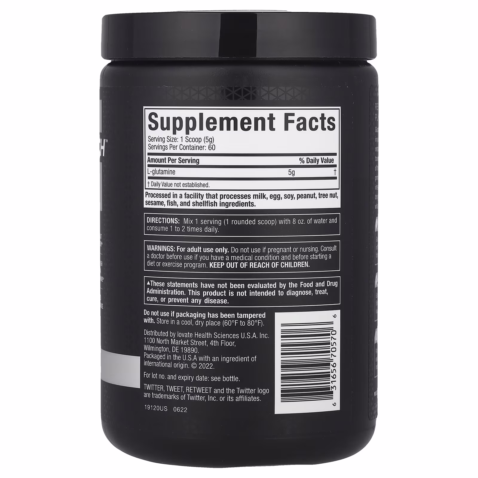 MUSCLETECH 100% Glutamina (60 servicios) - Imagen 2
